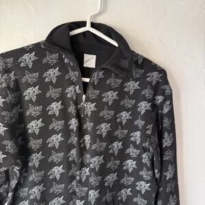 Vintage Y2K Maser Star Print Quarter‎ Zip Pullover Shirt Black Small
